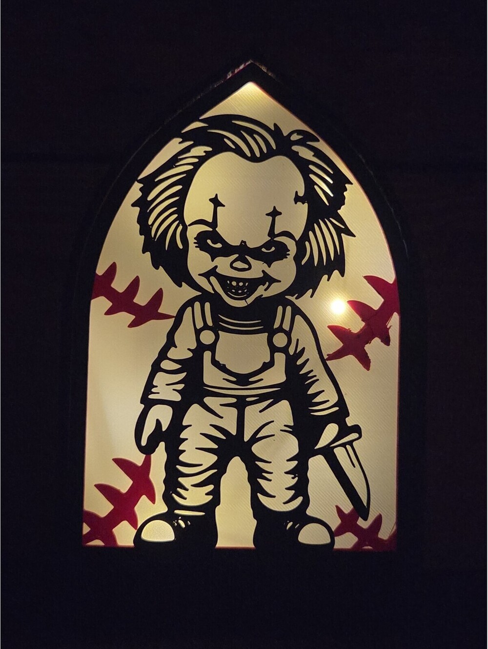 Chucky LED 3d Printed Lightbox Halloween Horror Decor Light Up